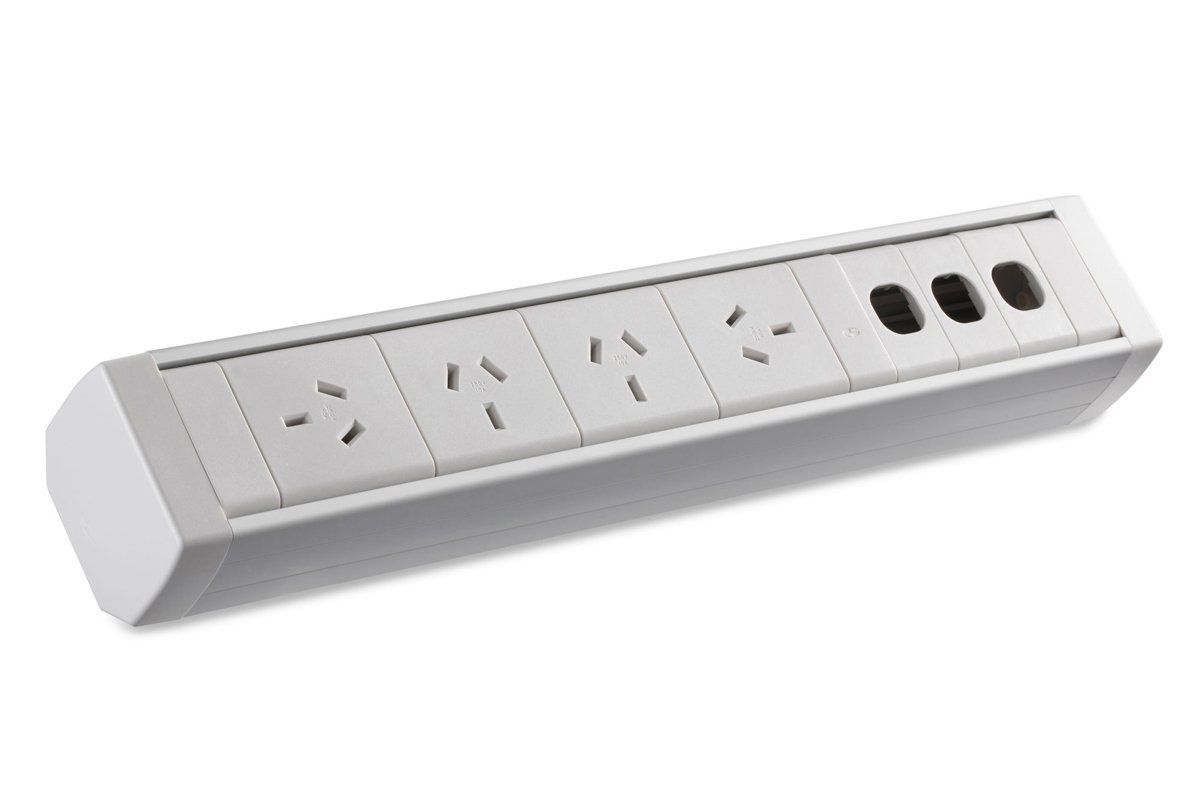 CMS Premier Rail White - Above Desk Power [4 Power] CMS none 