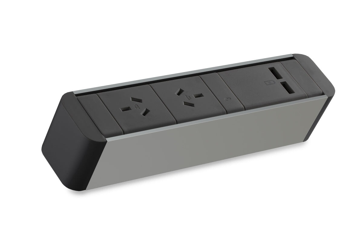CMS Zeus II Rail - Above Desk Power [Black] CMS 2 power/2 usb-a/a none none