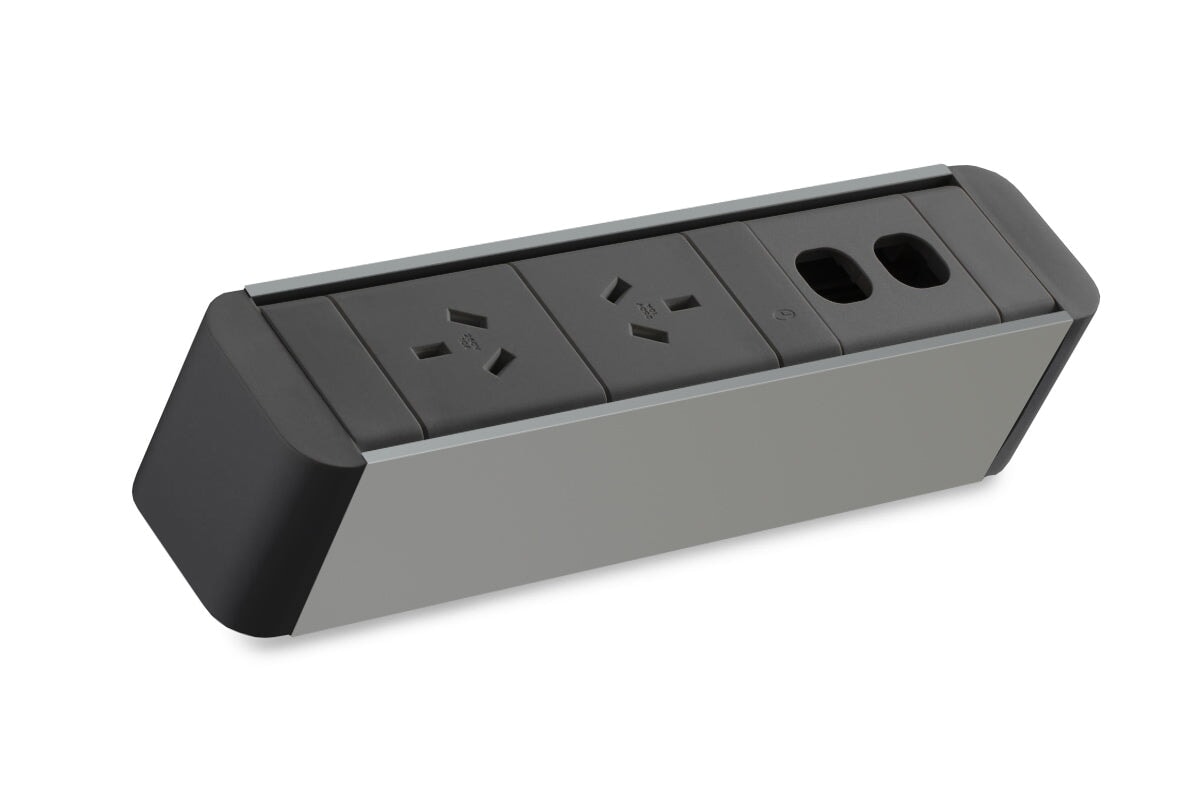 CMS Zeus II Rail - Above Desk Power [Black] CMS 2 power/2 data none none