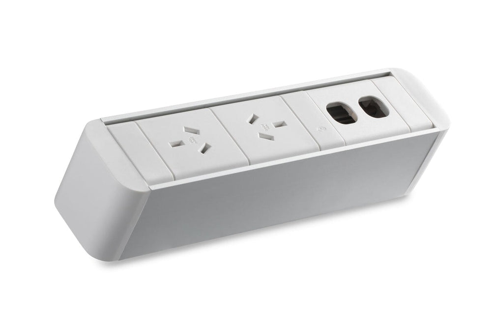 CMS Zeus II Rail - Above Desk Power [White]-2 power/2 data none none