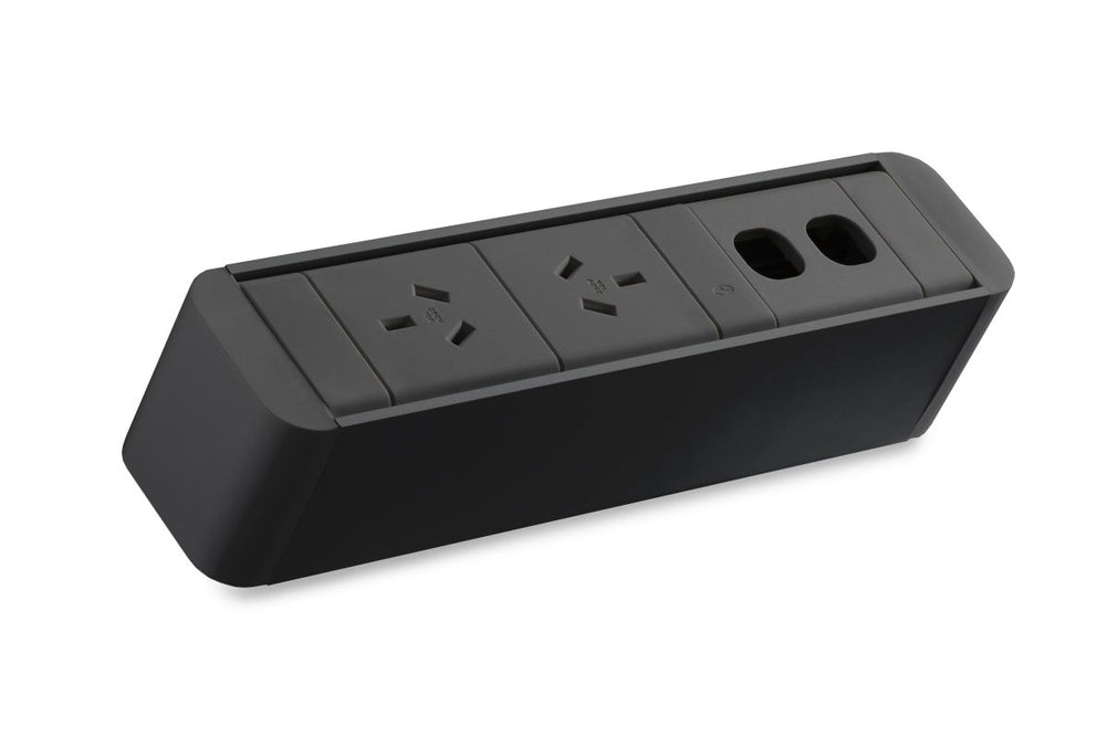 CMS Zeus Rail Black - Above Desk Power [2 Power]-2 power/2 data none none