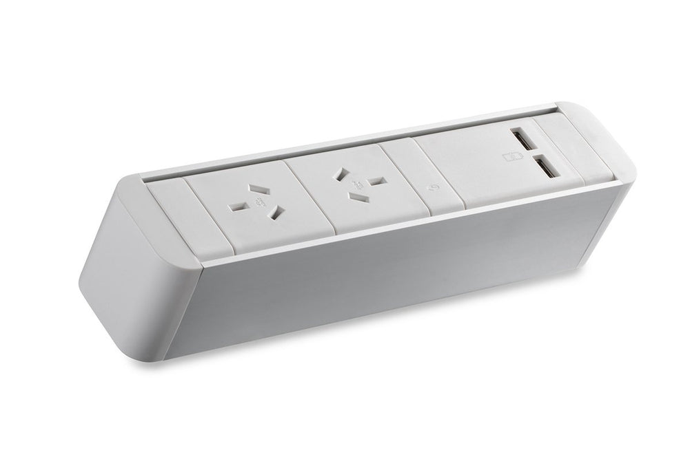 CMS Zeus Rail White - Above Desk Power [2 Power]-2 power/2 usb-a/a none none