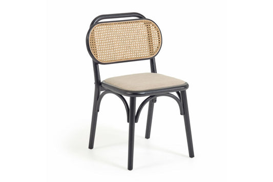 Como Dora Chair Como black/rattan with upholstered seat 