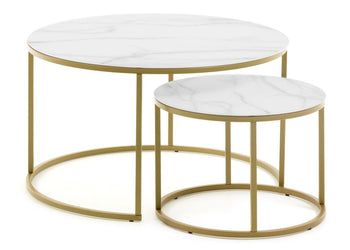Como Leonor Side Table Set Como white marble 