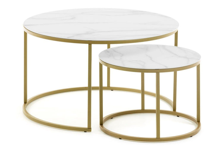 Como Leonor Side Table Set Como white marble 