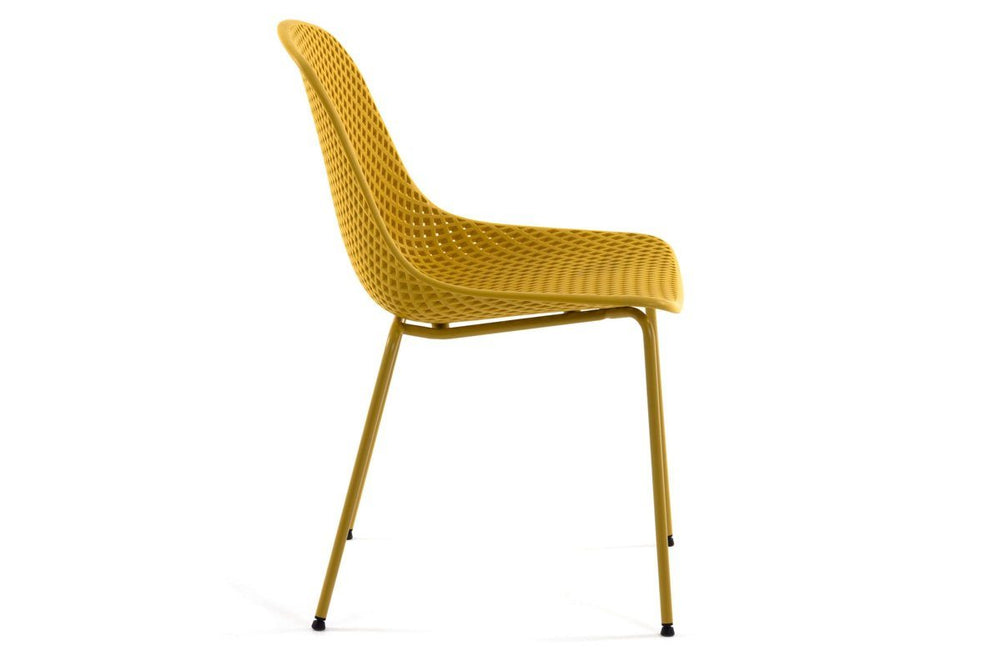 Como Quinby Outdoor Cafe Chair - Strong and Sturdy Plastic Seat-yellow  