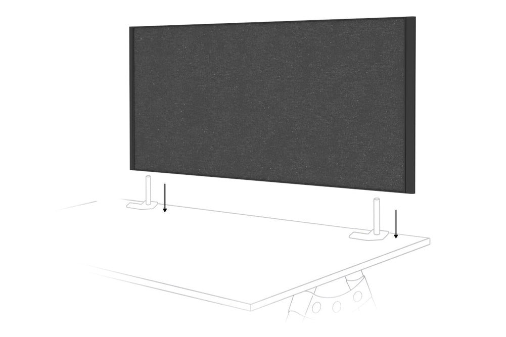 Desk Mounted Privacy Screen [1200W x 500H]-black frame moody charcoal double desk rod bracket