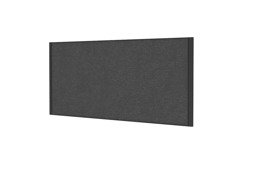 Desk Mounted Privacy Screen [1200W x 500H]-black frame moody charcoal double desk rod bracket
