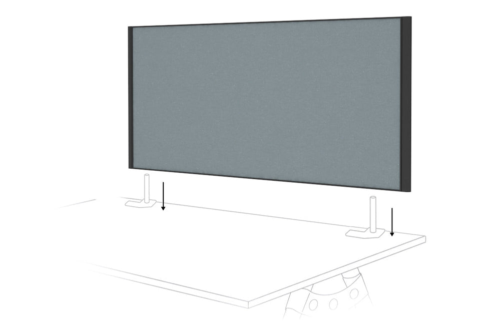 Desk Mounted Privacy Screen [1200W x 500H]-black frame cool grey double desk rod bracket