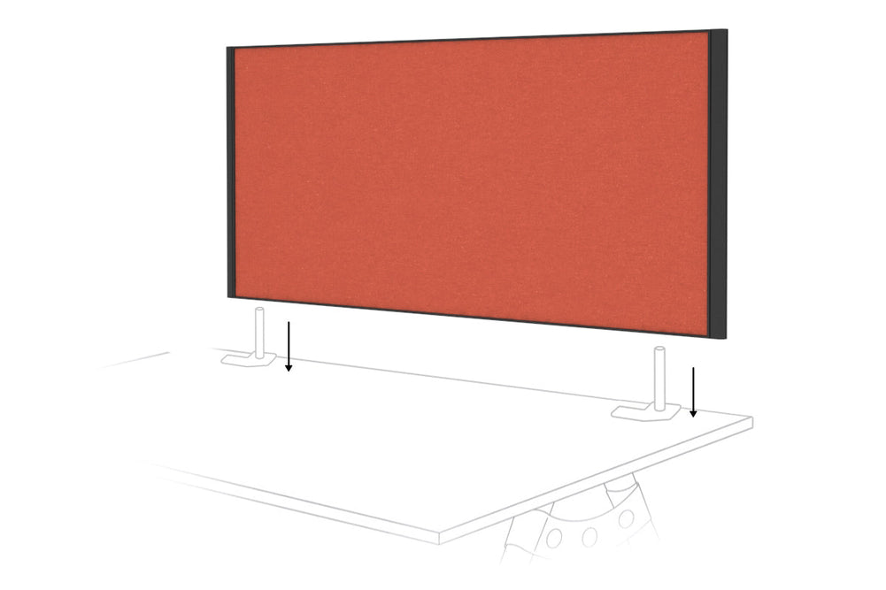 Desk Mounted Privacy Screen [1200W x 500H]-black frame orange squash double desk rod bracket