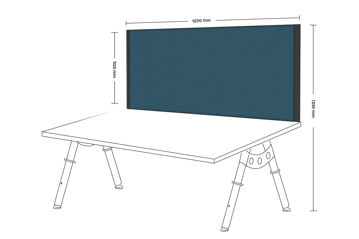 Desk Mounted Privacy Screen [1200W x 500H] Jasonl black frame deep blue clamp bracket