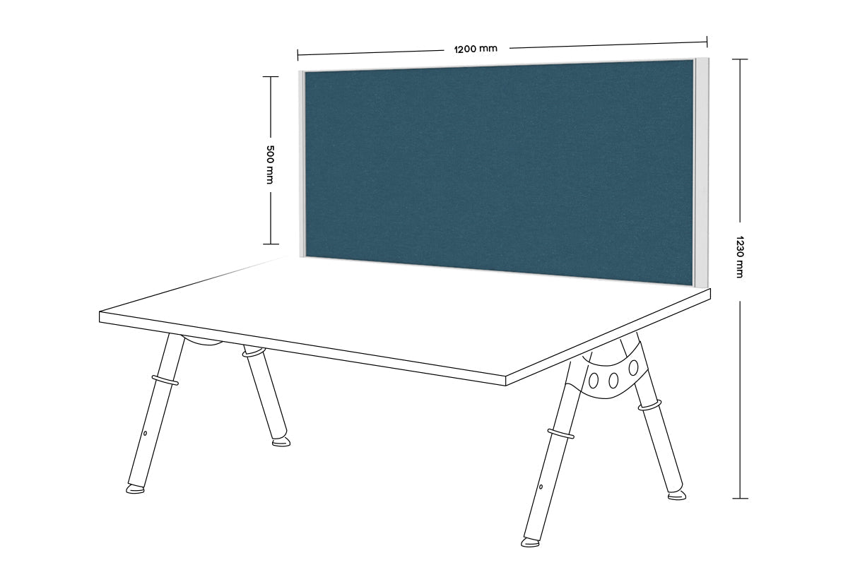 Desk Mounted Privacy Screen [1200W x 500H] Jasonl white frame deep blue clamp bracket