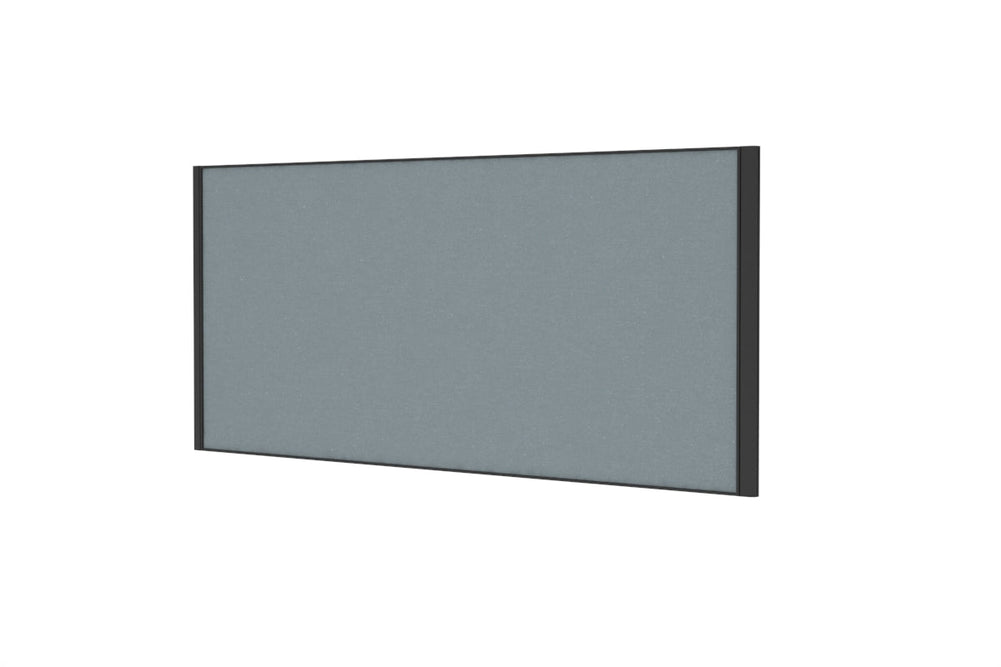 Desk Mounted Privacy Screen [1200W x 500H]-black frame moody charcoal double desk rod bracket