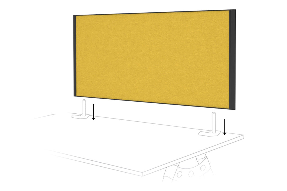Desk Mounted Privacy Screen [1200W x 500H]-black frame mustard yellow double desk rod bracket