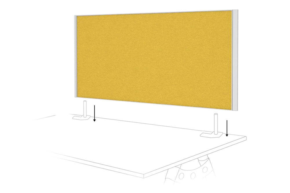 Desk Mounted Privacy Screen [1200W x 500H]-white frame mustard yellow double desk rod bracket