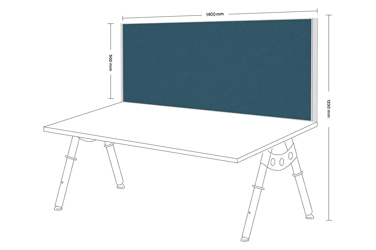Desk Mounted Privacy Screen [1400W x 500H] Jasonl white frame deep blue clamp bracket