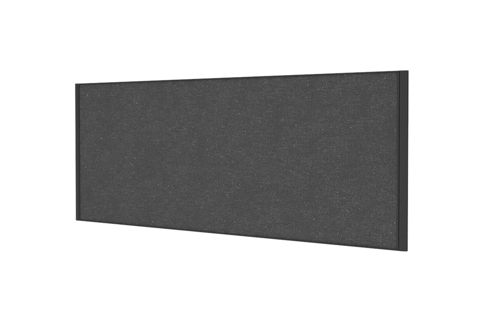 Desk Mounted Privacy Screen [1400W x 500H]-black frame moody charcoal double desk rod bracket