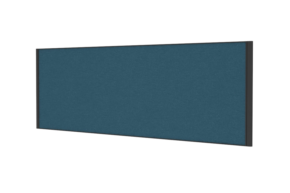 Desk Mounted Privacy Screen [1600W x 500H]-black frame moody charcoal double desk rod bracket