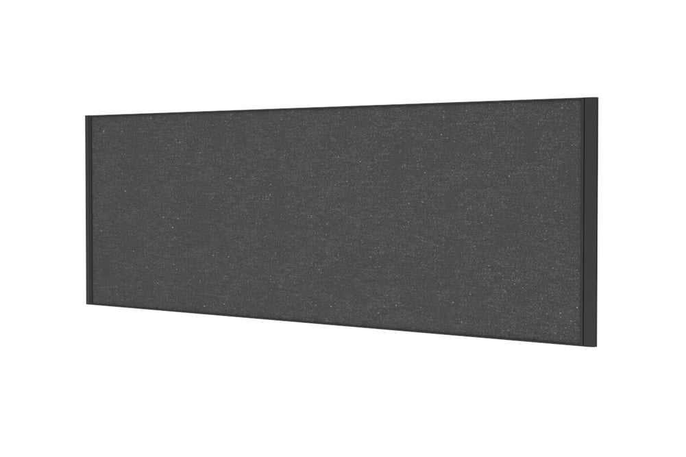 Desk Mounted Privacy Screen [1600W x 500H]-black frame moody charcoal double desk rod bracket