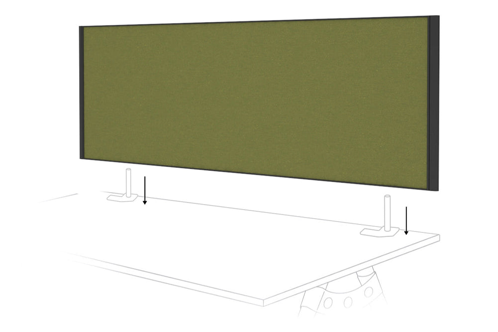 Desk Mounted Privacy Screen [1600W x 500H]-black frame green moss double desk rod bracket