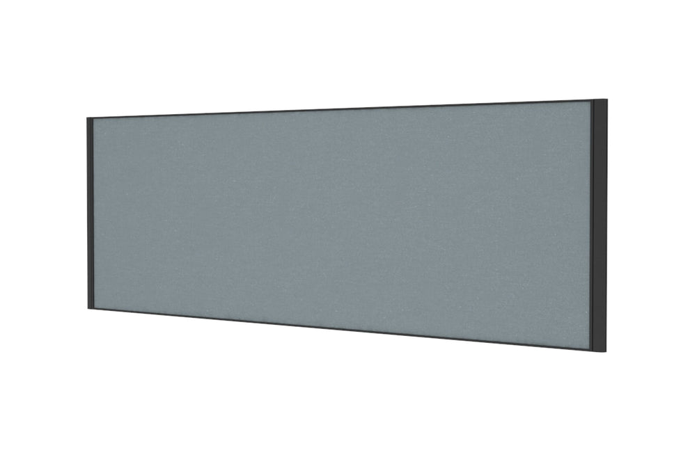 Desk Mounted Privacy Screen [1600W x 500H]-black frame moody charcoal double desk rod bracket