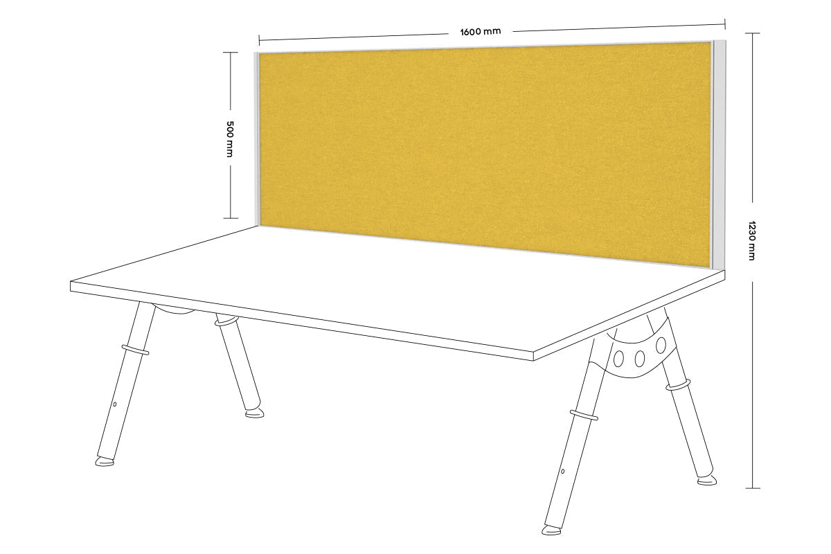 Desk Mounted Privacy Screen [1600W x 500H] Jasonl white frame mustard yellow clamp bracket