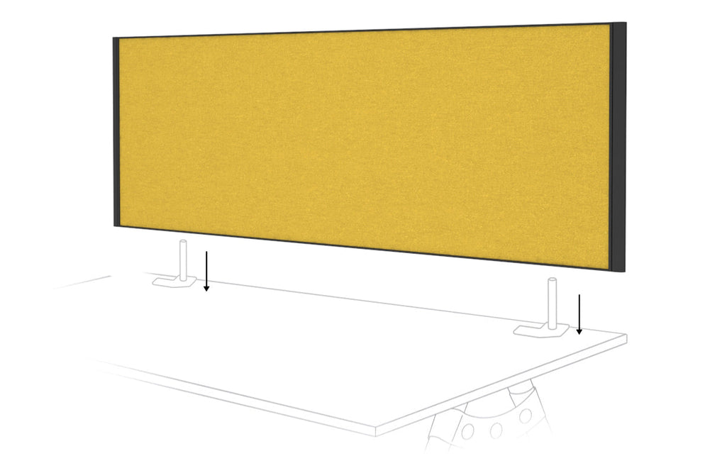 Desk Mounted Privacy Screen [1600W x 500H]-black frame mustard yellow double desk rod bracket