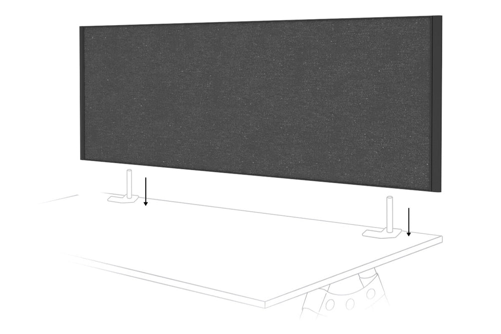 Desk Mounted Privacy Screen [1600W x 500H]-black frame moody charcoal double desk rod bracket