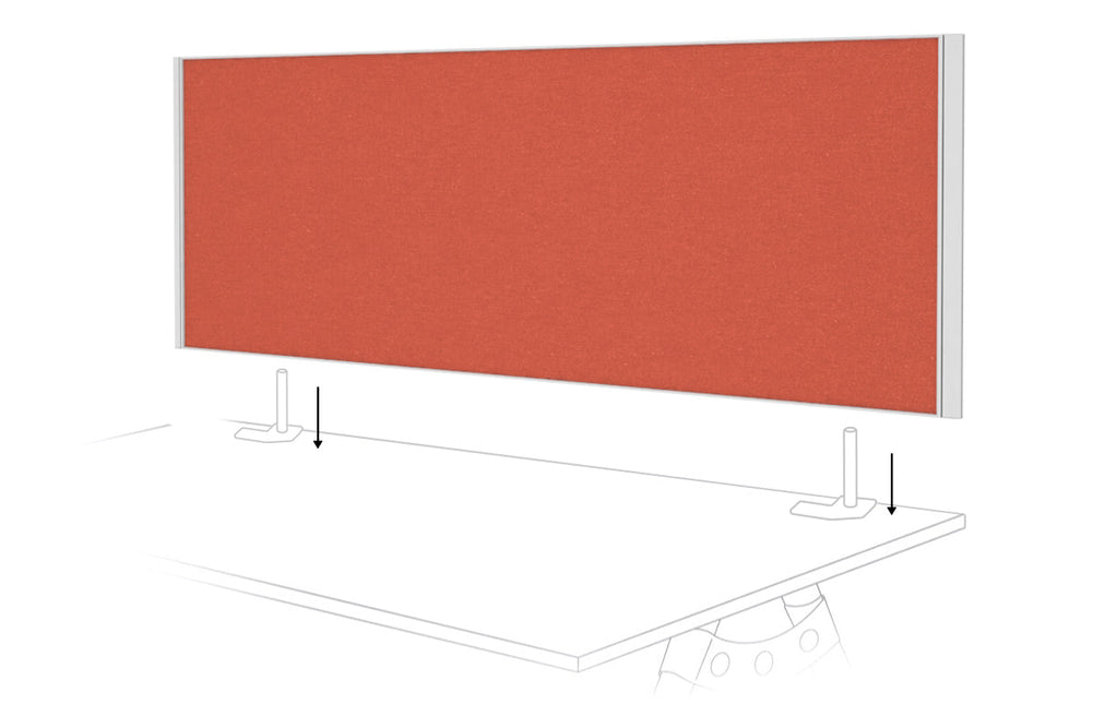 Desk Mounted Privacy Screen [1600W x 500H]-white frame orange squash double desk rod bracket