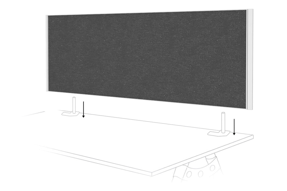 Desk Mounted Privacy Screen [1600W x 500H]-white frame moody charcoal double desk rod bracket
