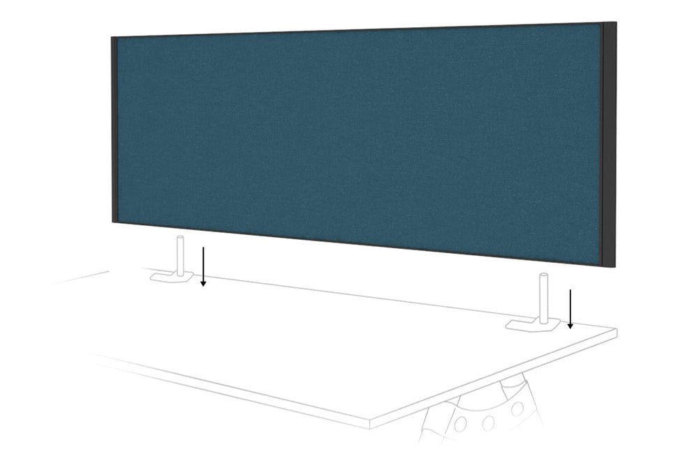 Desk Mounted Privacy Screen [1600W x 500H]-black frame deep blue double desk rod bracket