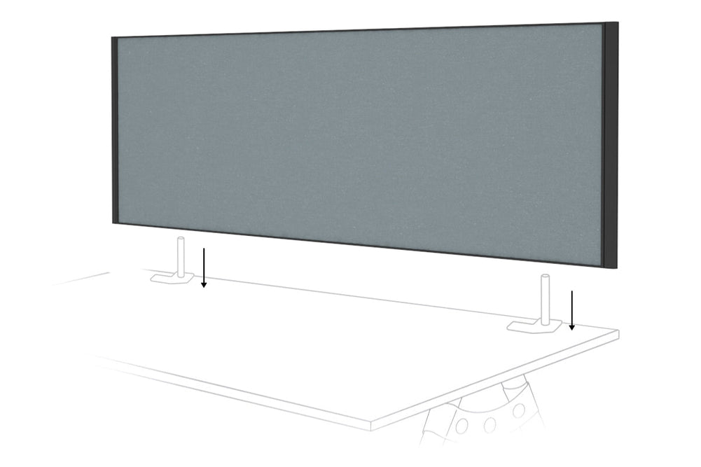 Desk Mounted Privacy Screen [1600W x 500H]-black frame cool grey double desk rod bracket