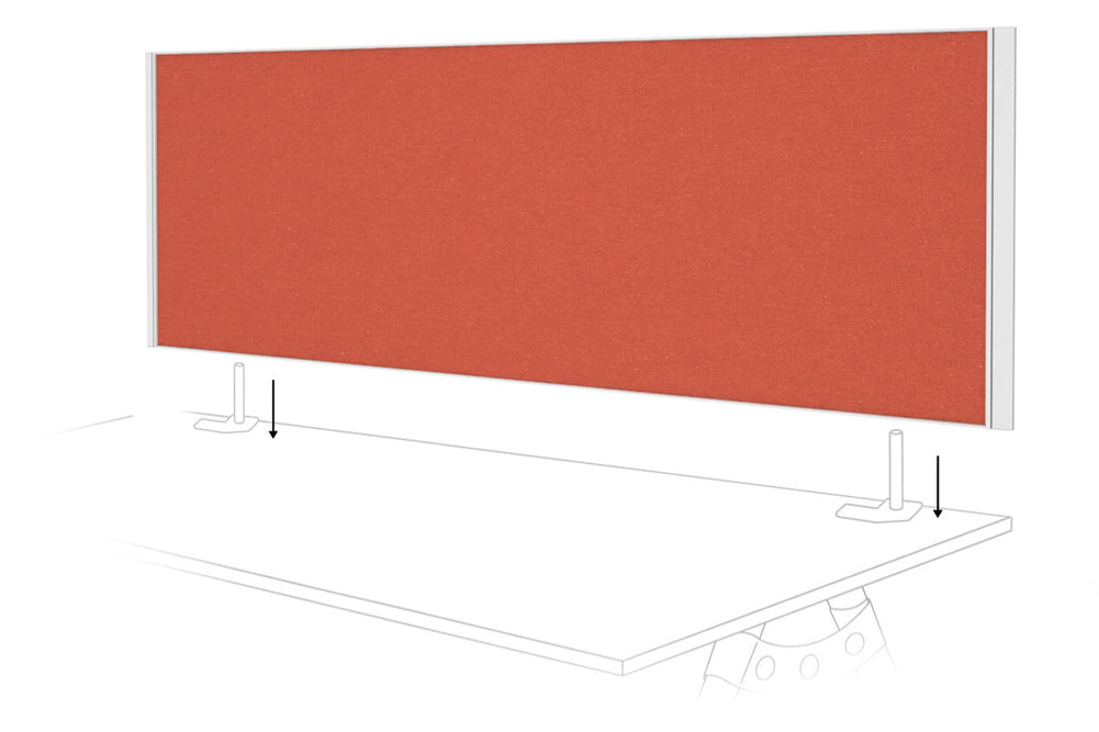 Desk Mounted Privacy Screen [1800W x 500H]-white frame orange squash double desk rod bracket