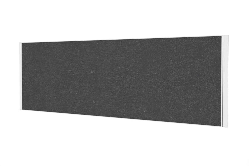 Desk Mounted Privacy Screen [1800W x 500H]-black frame moody charcoal double desk rod bracket