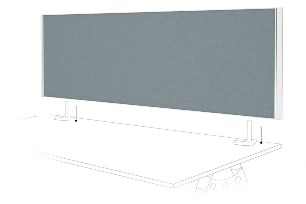 Desk Mounted Privacy Screen [1800W x 500H]-white frame cool grey double desk rod bracket