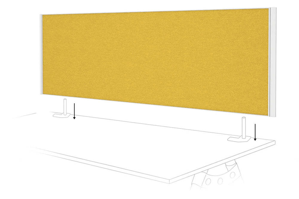 Desk Mounted Privacy Screen [1800W x 500H]-white frame mustard yellow double desk rod bracket