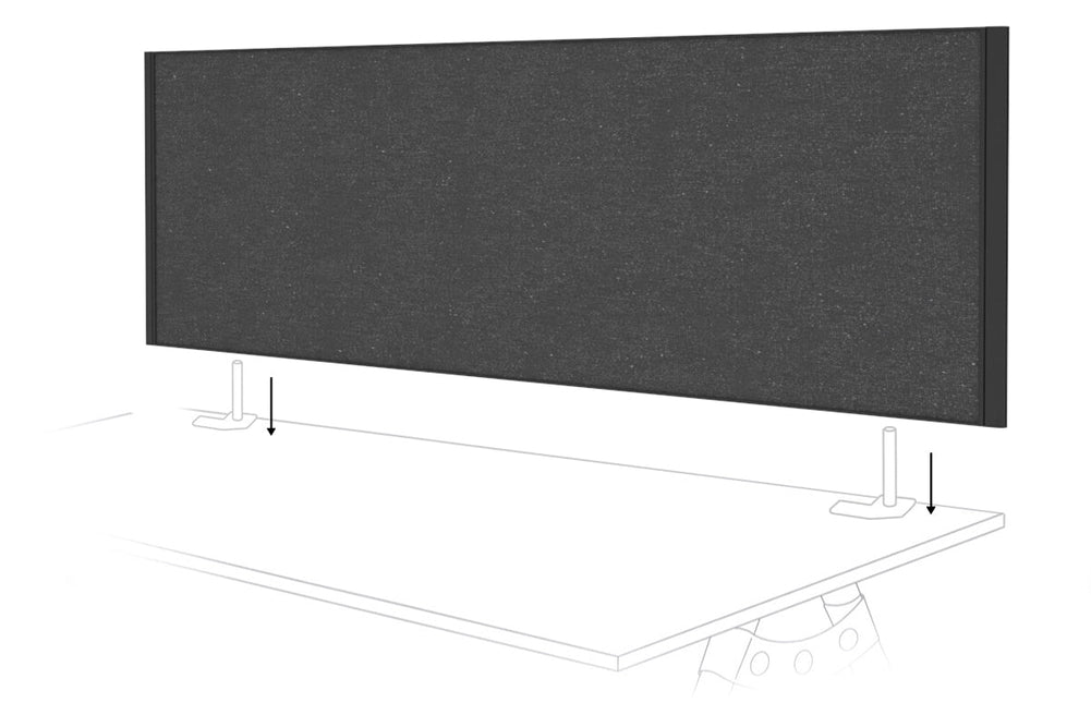 Desk Mounted Privacy Screen [1800W x 500H]-black frame moody charcoal double desk rod bracket