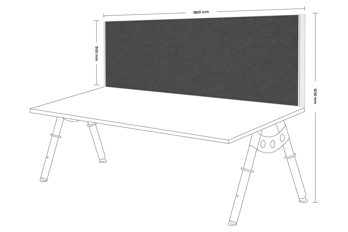Desk Mounted Privacy Screen [1800W x 500H] Jasonl white frame moody charchoal clamp bracket