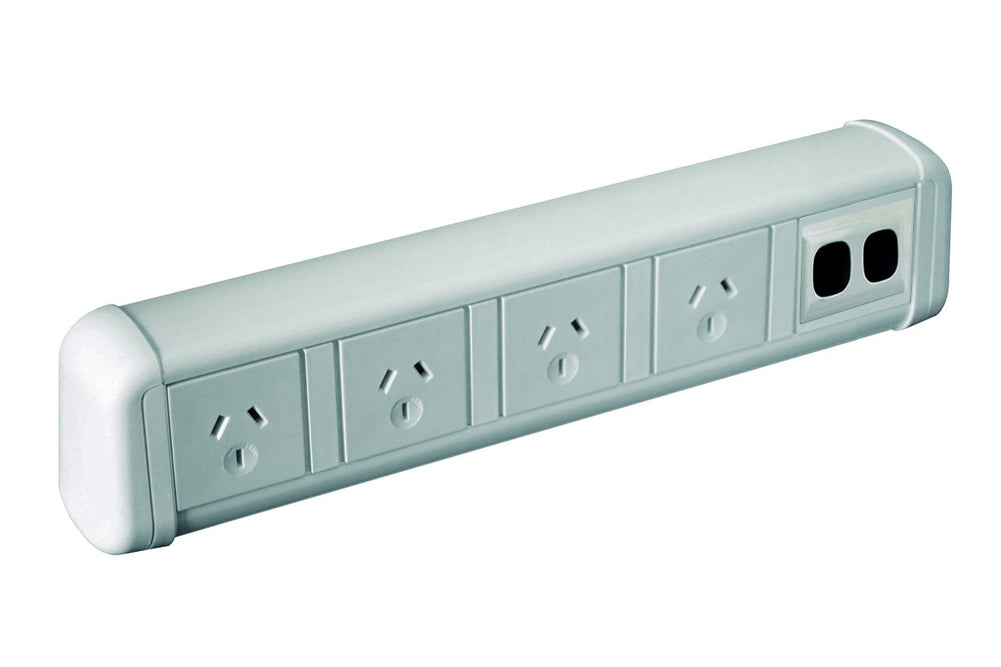 DPG Contour White - Over Desk Power-4 Power/2 USB c-clamp 3m