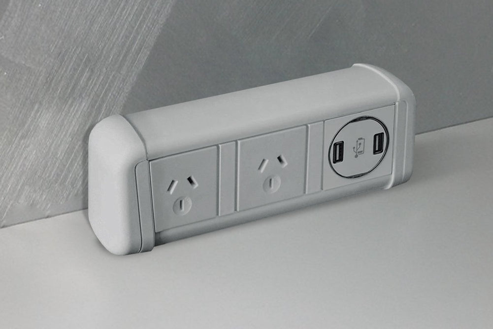 DPG Contour White - Over Desk Power-2 Power/2 USB adhesive none