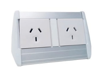 DPG Harmony Desk Mounted Module in Silver 2 Power DPG Silver 