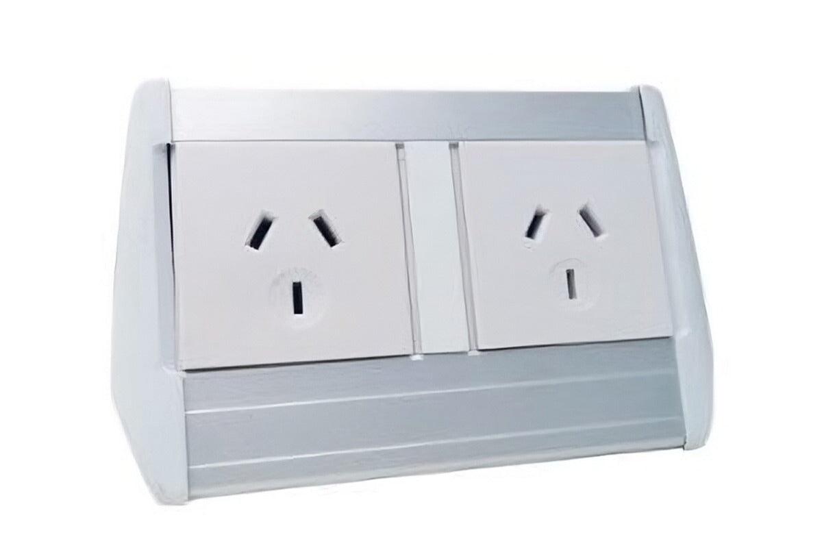 DPG Harmony Desk Mounted Module in Silver 2 Power DPG Silver 