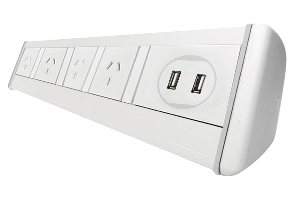 DPG Harmony White - Over Desk Power-4 Power/2 USB adhesive none