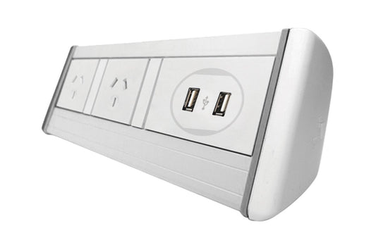 DPG Harmony White - Over Desk Power DPG 2 Power/2 USB adhesive none