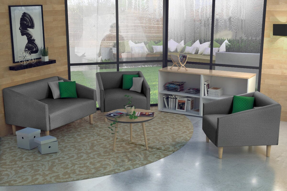 Drej Lounge Chair - Double-wooden leg dark grey 