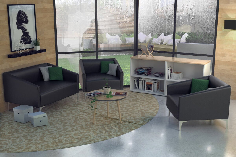 Drej Lounge Chair - Double-wooden leg dark grey 