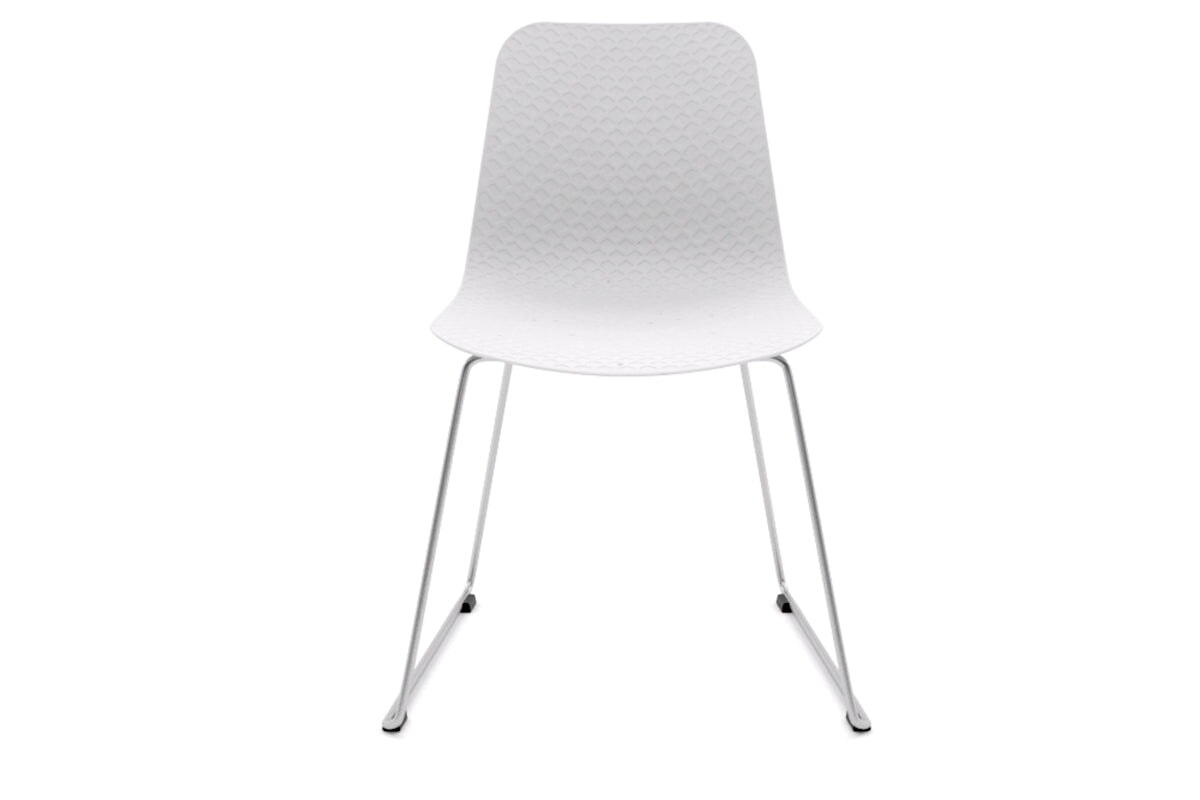 Dune Cafe Chair - Sled Base Jasonl chrome leg white 