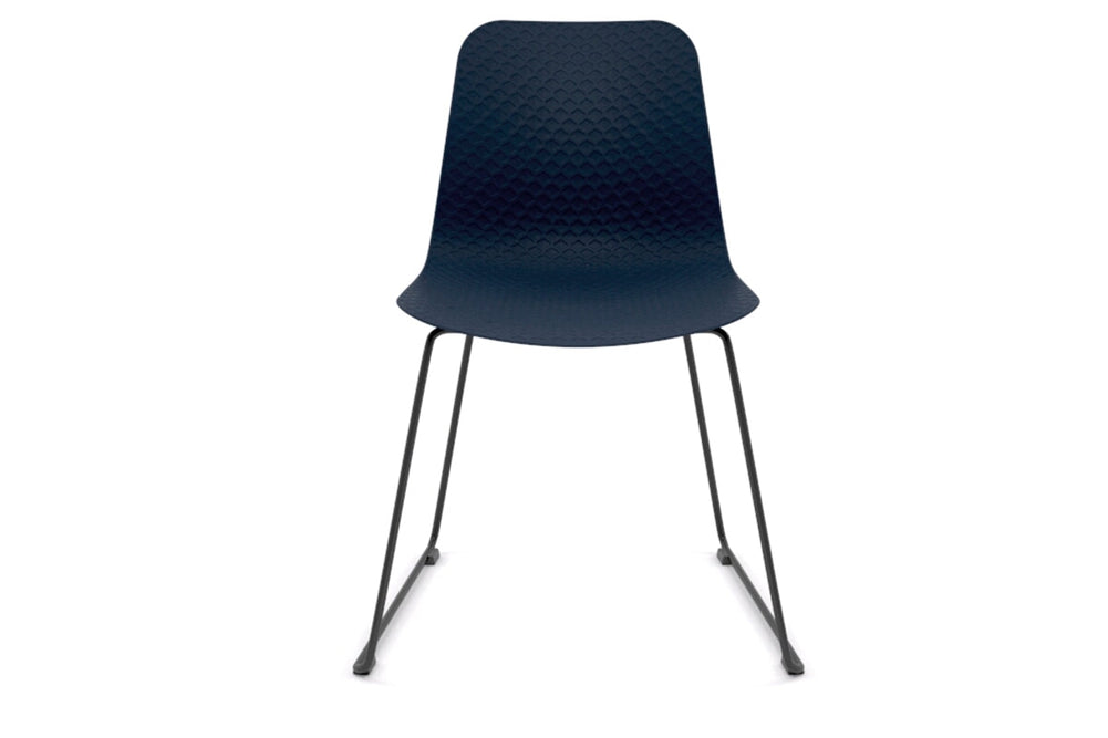 Dune Cafe Chair - Sled Base-black leg dark blue 