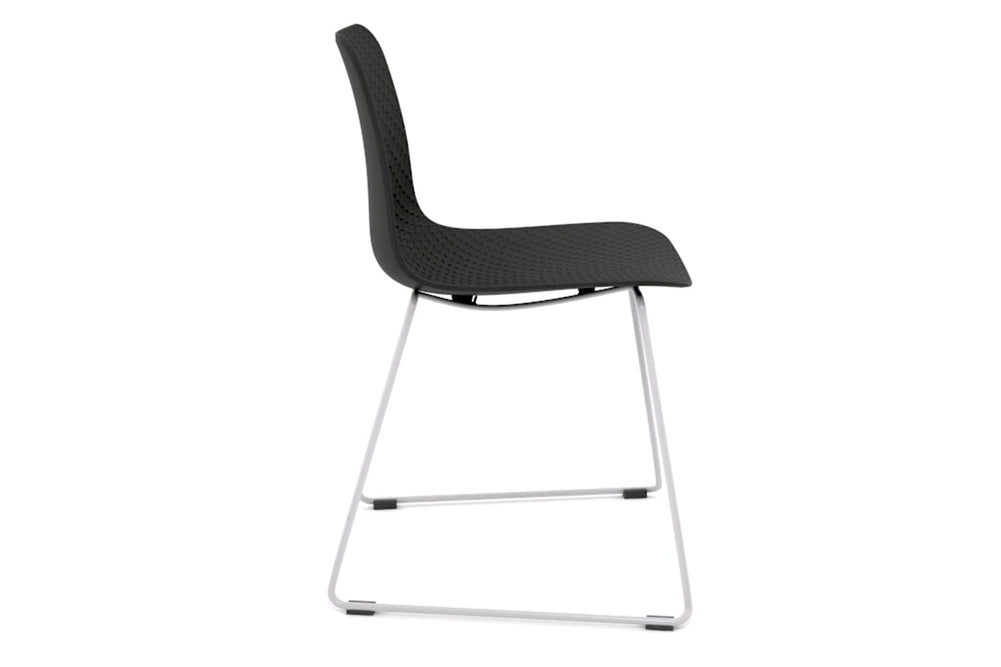 Dune Cafe Chair - Sled Base-chrome leg white 