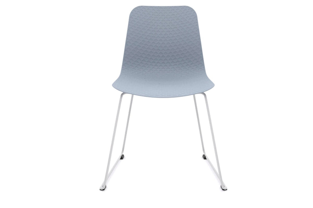 Dune Cafe Chair - Sled Base-white leg light blue 